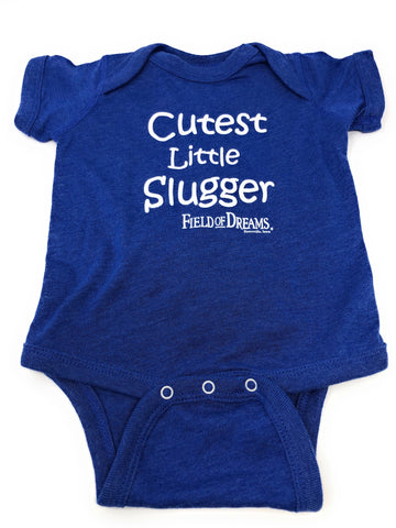 Blue Cutest Little Slugger Onesie